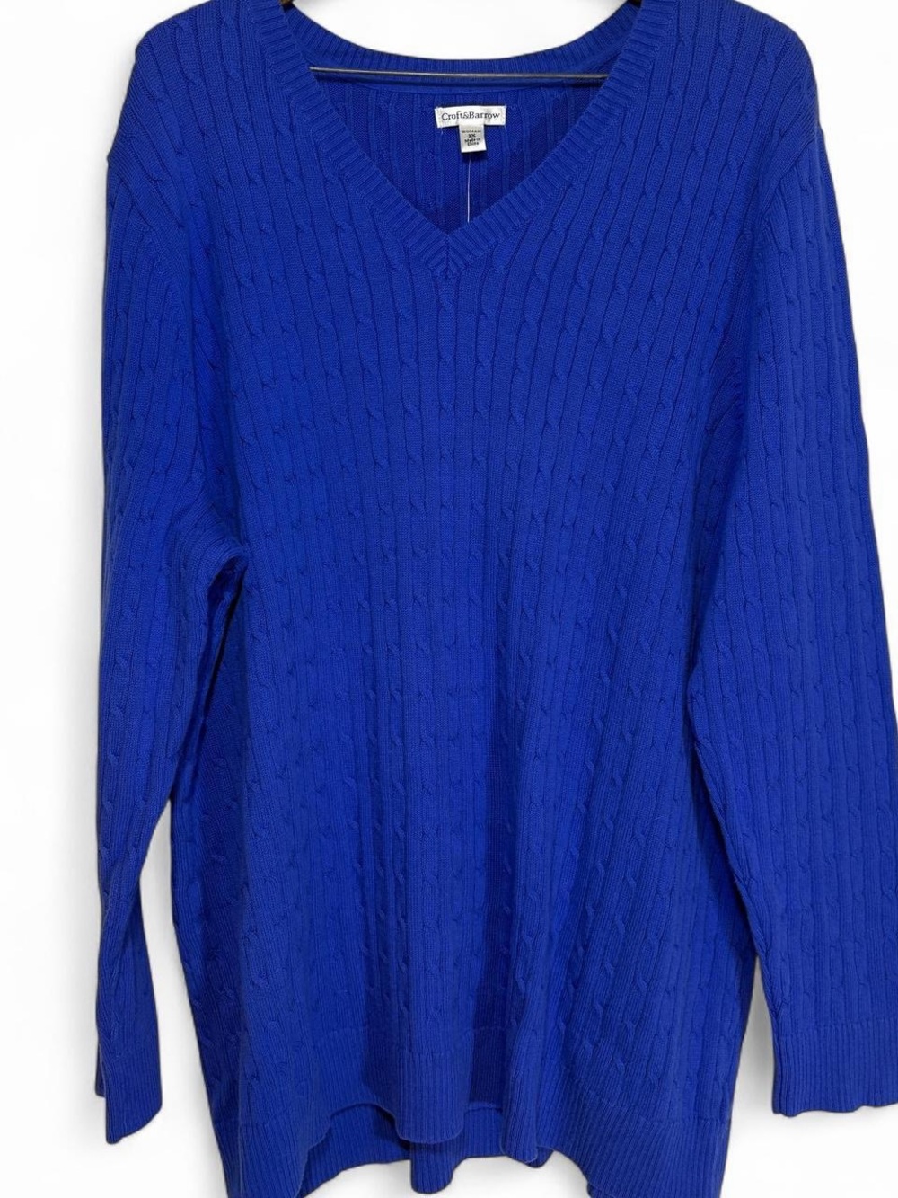 Vibrant Midnight Blue NWT Croft & Barrow V-neck Cable Knit Sweater | M | NWT